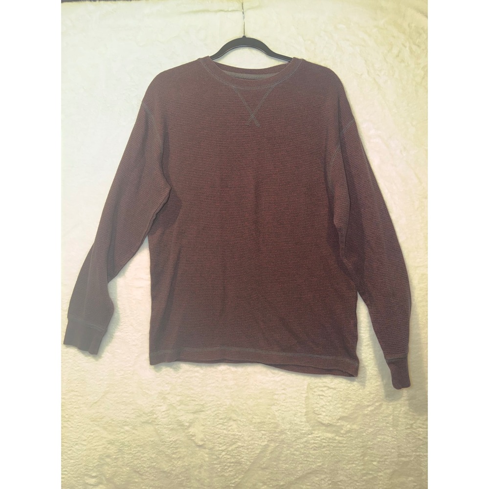RedHead Mens Waffle Knit Thermal Shirt Maroon Long Sleeve Crewneck AAFL1613 M